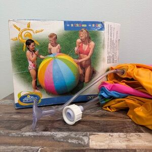 Rare Intex 48" Wet Set Jumbo 3 Sprayer Fun Beach Ball with Box Repair Patch Y2K